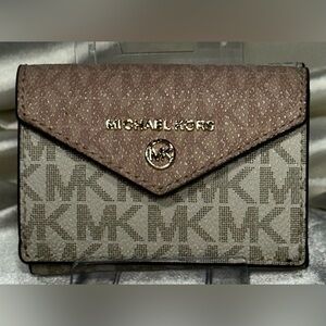Michael Kors Jet Set Charm Brown/Gold Envelope Tri-Fold Wallet,